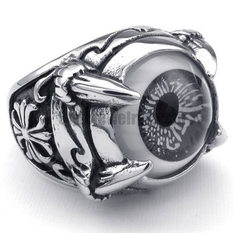 Stainless Steel Gothic Dragon Claw Black Evil Eye Biker Men Ring SWR0090 - Click Image to Close